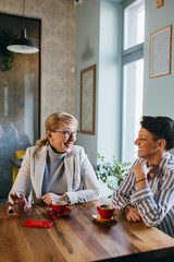women on coffee break at cafeteria