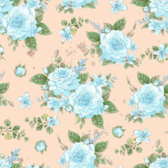 Seamless pattern with spring flowers. Watercolor illustration