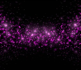 Abstract violet sparkles on black background