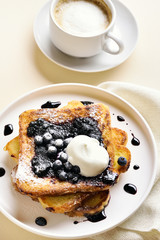 French toasts with blueberry sauce