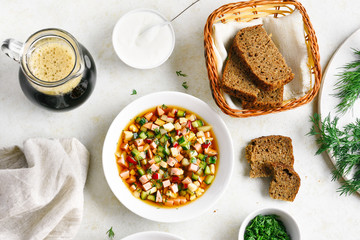 Cold russian soup Okroshka