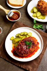 Nashville style hot chicken with pickle