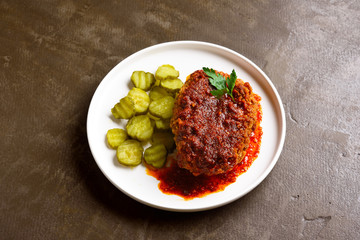 Nashville style hot chicken with pickle