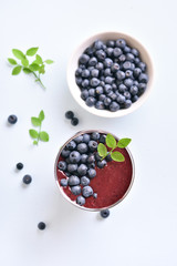 Blueberry smoothie in glass