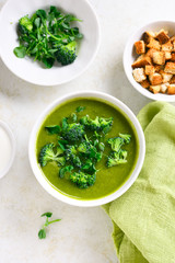 Healthy broccoli green pea soup
