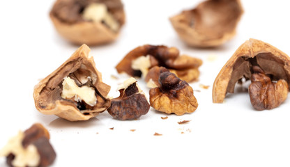 Walnuts isolated on a white background