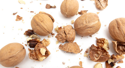 Walnuts isolated on a white background