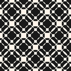 Vector grid seamless pattern, geometric texture with circular shapes, perforated surface. Monochrome illustration of mesh, lattice. Simple repeat black and white abstract background. Decorative design