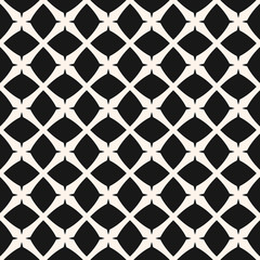 Vector geometric seamless pattern. Abstract monochrome texture with rhombuses, mosaic, grid, net, mesh, lattice, grill. Simple black and white graphic background. Repeat design for print, decoration