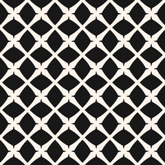 Vector geometric seamless pattern. Abstract monochrome texture with rhombuses, mosaic, grid, net, mesh, lattice, grill. Simple black and white graphic background. Repeat design for print, decoration