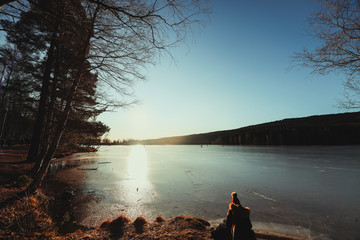 icy water in the sunset
