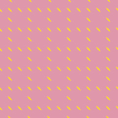 Bright colorful geometric seamless pattern. Simple minimal vector abstract texture with small shapes, lines, grid. Yellow and pink color. Minimalist funky repeat background. Cute summer style design
