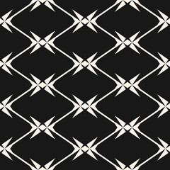 Diamond grid seamless pattern. Vector geometric texture with rhombuses, net, mesh, lattice, grill, fence, wire. Simple abstract monochrome background. Dark repeat design for textile, decor, fabric