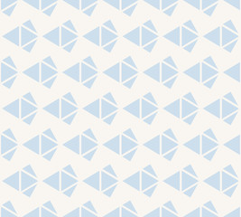 Diamonds seamless pattern. Subtle vector geometric texture with small triangles, rhombuses, grid. Elegant minimalist blue and white abstract background. Simple repeat design for decor, fabric, print