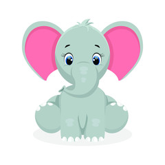 Cute elephant cartoon sitting flat
