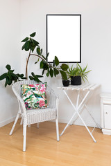 Picture frame mockup living room