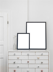 Picture frame mockup living room