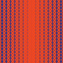 Vector halftone geometric seamless pattern with diamond shapes, crystals, fading rhombuses. Abstract background with gradient transition effect. Texture in trendy vibrant colors, neon orange and blue
