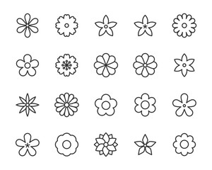 set of flower icons, floral, spring