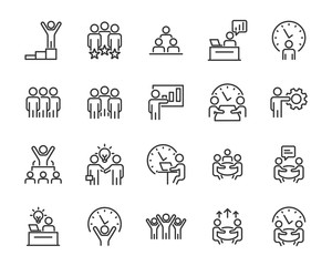 set of business icons, teamwork, working, meeting, management, people