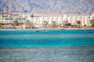 wakeboarding at sea. water sports. outdoor activities at sea.