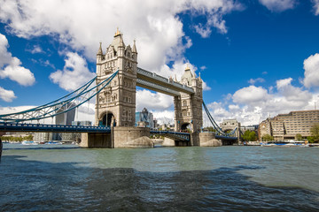 Great Britain. Tower Bridge in the London with blue sky