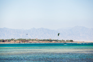 Fototapeta premium wakeboarding at sea. water sports. outdoor activities at sea.