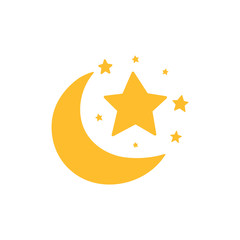 Crescent moon and stars icon image