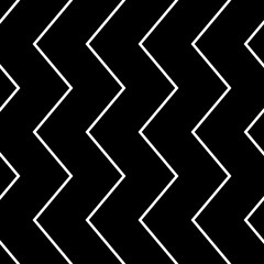 White zig zag lines on black background vector seamless pattern. Trendy simple geometric background.