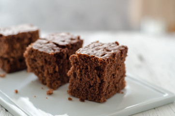 Slices of chocolate cake