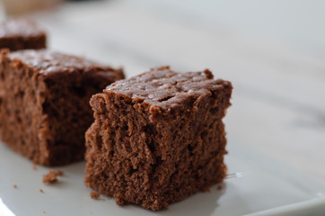 Slices of chocolate cake