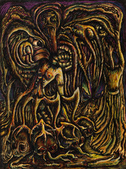 Art Surreal Fantasy .Hand painting on paper.