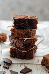 Slices of chocolate cake