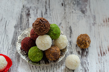 Obraz na płótnie Canvas Assorted chocolate truffles