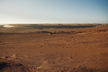Car prints in sand, Sahara Desert - Africa