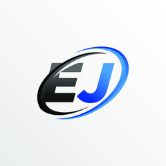 Initial Letters EJ Logo with Circle Swoosh Element