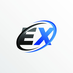 Initial Letters EX Logo with Circle Swoosh Element