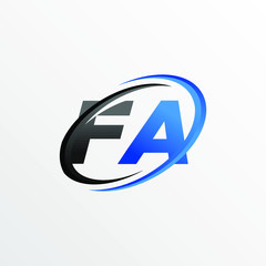 Initial Letters FA Logo with Circle Swoosh Element