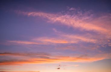 Beautiful gold cloudy twilight sky after sunset, before sunrise