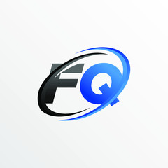 Fototapeta premium Initial Letters FQ Logo with Circle Swoosh Element