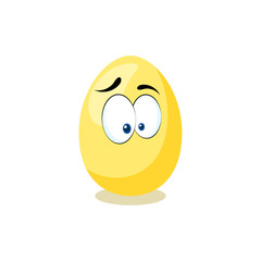 Happy Easter card. Cute Yellow Easter eggs with Face on a white background. Spring holiday. Vector Illustration. Happy easter eggs