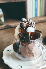 cake with cream and chocolate