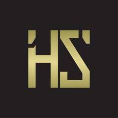 HS Logo with squere shape design template with gold colors