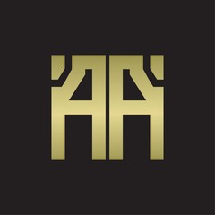 AA Logo with squere shape design template with gold colors
