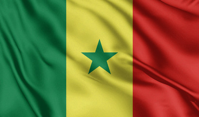 Waving color flag. Silk texure. 3d illustration.