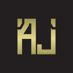 AJ Logo with squere shape design template with gold colors