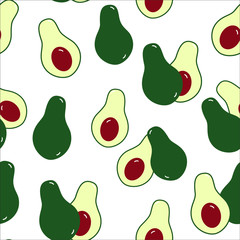 Seamless pattern, avocado, vector.