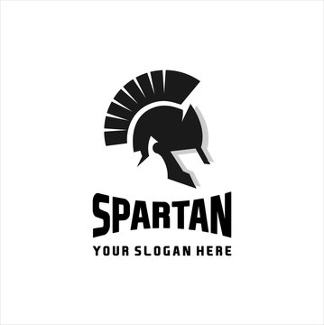 Illustration of a gladiator helmet silhouette in a simple and minimalist form. vector spartan warrior head. knight logo. trojan helmet