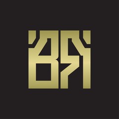 BR Logo with squere shape design template with gold colors