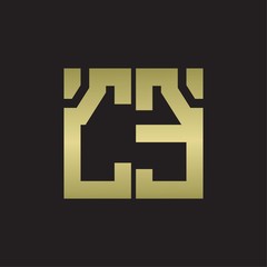 CE Logo with squere shape design template with gold colors